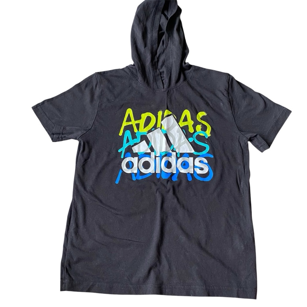 Boys hooded adidas shirt.